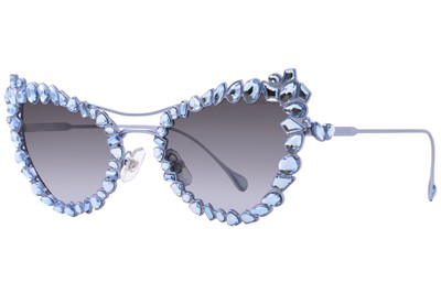 Swarovski SK7011 40198G Sunglasses Women's Matte Light Blue/Grey Gradient 56mm