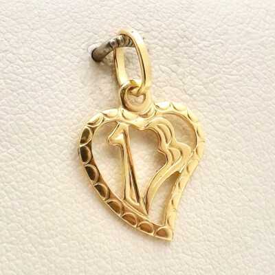 18k Gold Lucky 13 Number Thirteen Heart Charm Pendant Italy 750 New