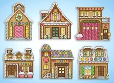 Cross Stitch Kit ~ Design Works 6 Gingerbread Houses Christmas Ornaments #DW6897