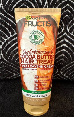 GARNIER FRUCTIS CURL RESTORING 3 IN 1 LEAVE IN CREAM COCOA HAIR TREATMENT 6.8 oz