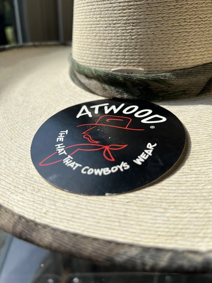 Atwood 6 3/4 5x Hereford Corona Baja Paja Vaquero Western Sombrero Largo Ovalado Nuevo de Lote Antiguo Foto 2 de 4