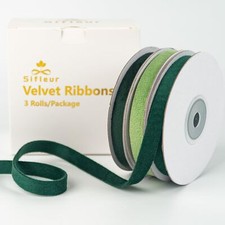 Velvet Ribbon Green/Light Green 3/8 Inch x 15Yd Double Faced Velvet Ribbon fo...