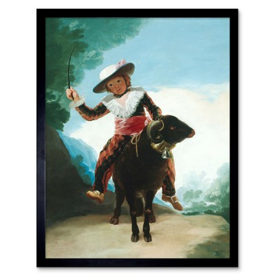 Goya Junge auf einem Widder Gemälde gerahmt Wandbild Poster