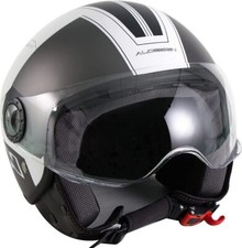CASCO MOTO SCOOTER MATURE NERO BIANCO DEMI JET 101 CON VISIERA ELICOTTERISTA