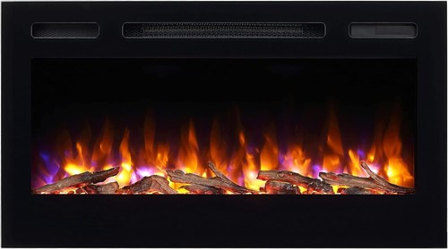 50 Inches Recessed Electric Fireplace, Log Set & Crystal, 1500W Heater - Picture 2 of 22