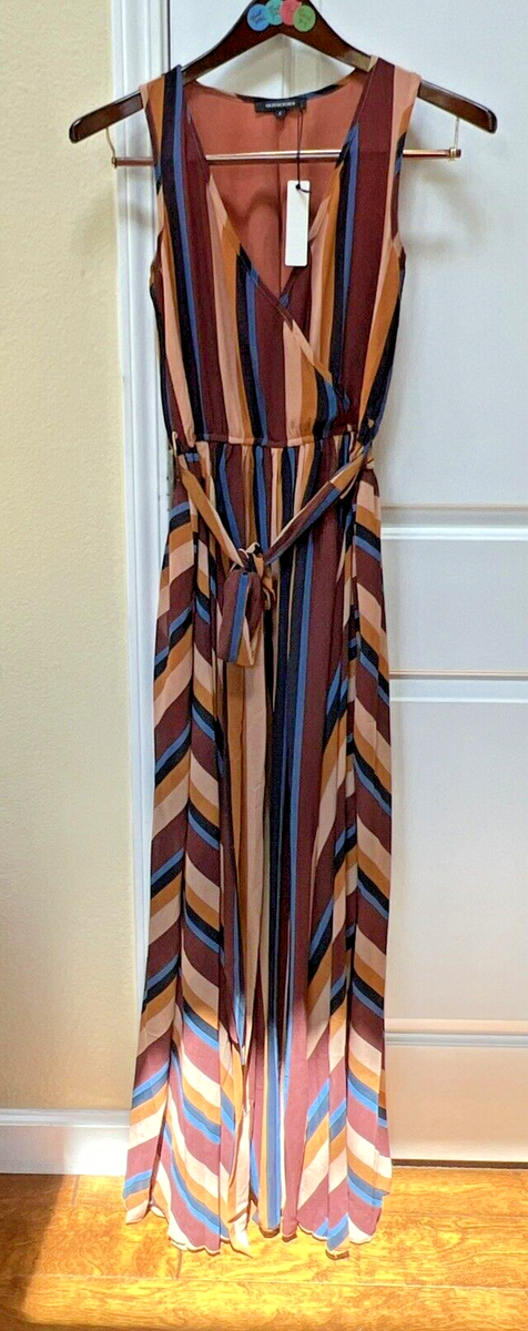 Olivaceous Maxi Dress Women Size S Faux Wrap Side Tie V-Neck Sleeveless  Boho NWT | eBay