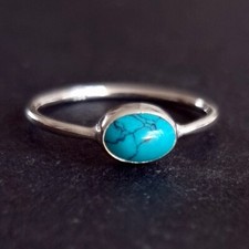 Natural Turquoise 925 Sterling Silver Women Ring with Gemstone Elegance