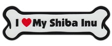 Dog Bone Shaped Car Magnets: I LOVE MY SHIBA INU