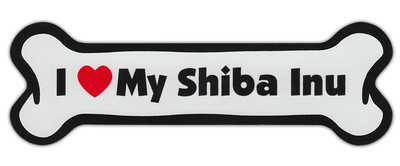 Dog Bone Shaped Car Magnets: I LOVE MY SHIBA INU