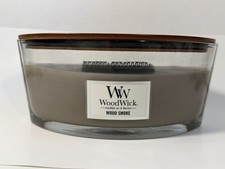 WoodWick Wood Smoke HearthWick Ellipse Candle Wooden Lid New Unburned