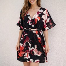 City Chic Nordstrom NWT Floral Wrap Dress Belted Waist Romantic Whimsigoth Large