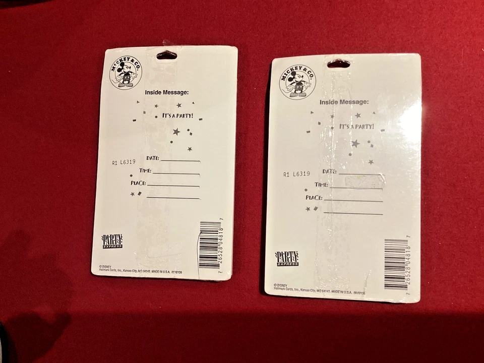 Pack de 2 invitaciones de fiesta de cumpleaños Mickey Mouse vintage nuevas en embalaje Foto 2 de 2