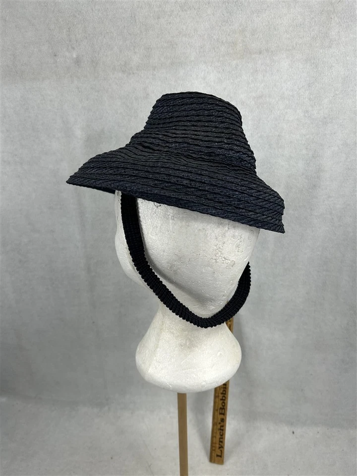 antique hat straw tip/tilt woman's original 1940s navy blue - Image 4 of 4
