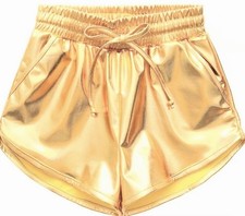 Perfashion NEW Girls M 8 Metallic GOLD Fashion Shorts Shiny Hot Short Pants
