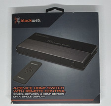 Blackweb 4-Device HDMI Switch w/ Remote Control, Micro-USB, Brand New
