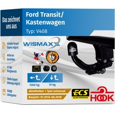 HOOK ANHÄNGERKUPPLUNG abnehmbar passend für Ford Transit/Tourneo Connect SET