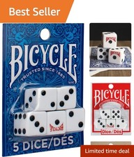 Bicycle 5 Count Plastic Dice - Eco-Friendly Classic Game Accessories