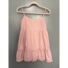 Aritzia Sunday Best Hayes Pink Linen Cotton Tiered Babydoll Mini Dress XS