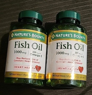(2) Nature's Bounty Fish Oil 1000mg (145 Softgels Each) ~EXP: 12/26