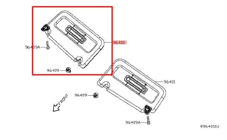 Nissan NV 1500 S 2012-2021 pasajero delantero lado derecho parasol 96400-1PA0A OEM Foto 2 de 4