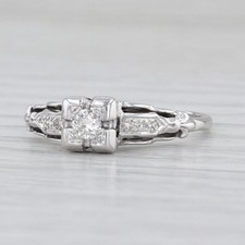 Vintage 0.13ctw Diamond Engagement Ring 14k White Gold Size 5.5