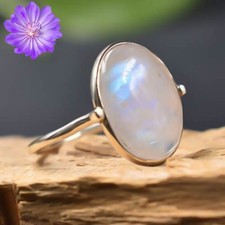 Rainbow Moonstone Gemstone 925 Sterling Silver Ring Handmade Jewelry Ring