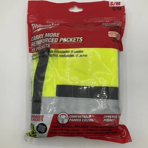 NEW Milwaukee 48-73-5041 Size S/M High Visibility Performance Safety Vest - product listing photo