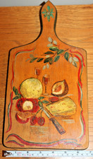 Vintage Folk Hand Painted Cutting Board Chees...