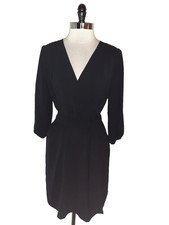NEW DKNY Size 10 Faux Wrap Dress Black 3/4 Sleeve