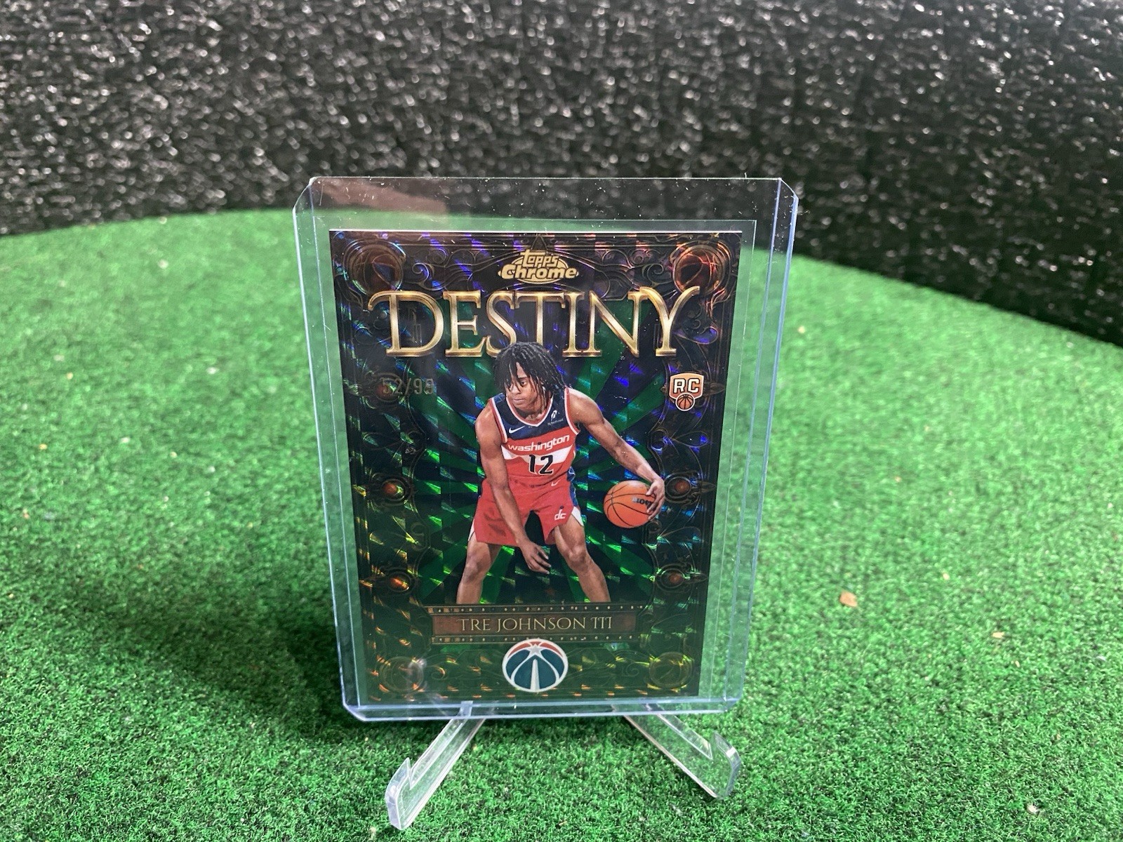 2025 Topps Chrome Tre Johnson Destiny Green /99 Rookie Washington Wizards