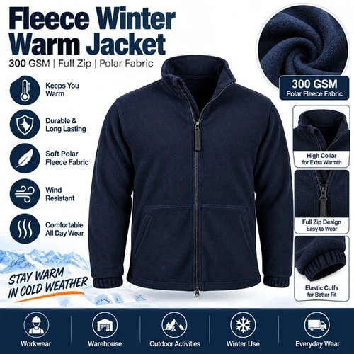 WINTER EXTRA THICK MENS FLEECE HEAVY DUTY WORK JACKET ANTI PILL FULL ZIP