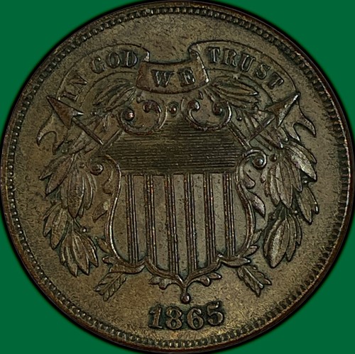 1865 Two Cent Piece Uncirculated UNC Coin #47123