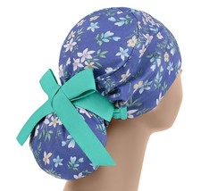 Scrub hats, surgical scrub cap, womens surgical hat, floral ponytail scrub cap