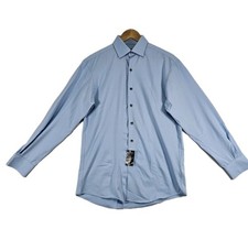 Alfani Authentic Men Travel Ready Stretch Dress Shirt Horizon Blue 14 14.5 32/33