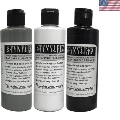 Badger 4oz Stynylrez Primer - Fast-Drying Water-Based for All Surfaces, 3 Colors