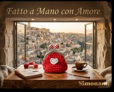 Portamonete Uncinetto Cuore Simonami Crochet Rosso - SPEDIZIONE GRATUITA INCLUSA