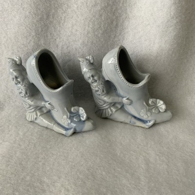 Vintage Unique Pair Of Blue Elf Gnome With A Shoe Marked 1965 3  T And 4 L