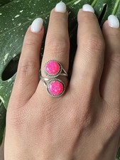 Hot Pink Opal Ring Size 7 Sterling Silver .925