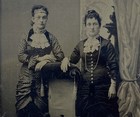 Antique Tintype Photo Young Victorian Women in Classic Outfits Dresses Clothing