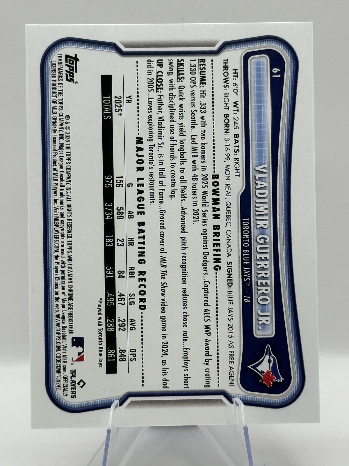 2026 Bowman Vladimir Guerrero Jr. #61 Toronto Blue Jays | eBay