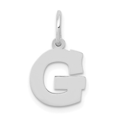 10k Weißgold kleiner Block Initiale G Charm Anhänger 0,34gm L-18mm, B-12mm