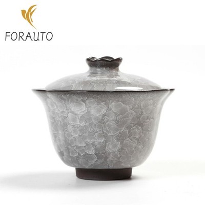 Ice Flower Slice Black Ceramic Gaiwan Tea Bowl 150ml 5.1oz Kungfu Tea Set Teacup