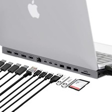 HYPERDRIVE MULTI-DISPLAY DOCKING STATION FORM-FITTING DESIGN FOR 13-14" MACBOOK
