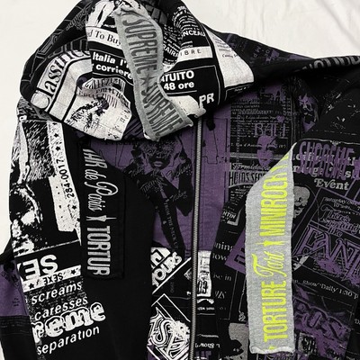 2024 Supreme Collage Patchwork Zip Up Hoodie Black White Large