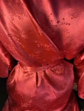 Vtg Satin Soft Fuchsia Nightie Satin WRAP Peignoir Robe S M L
