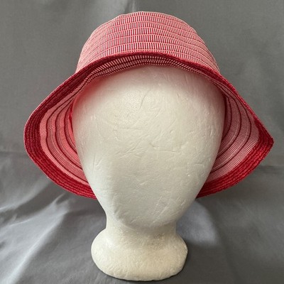 NEW Womens Filippo Catarzi Cotton/Paper Bucket Sun Hat Red/White OS CoastalBeach