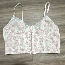 White and Pink floral corset crop top - SHEIN Medium - Never Worn - Lace Detail
