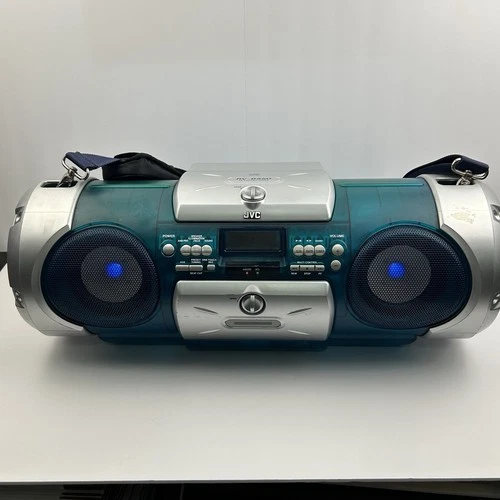 Vintage JVC RV-B550 CD Portable Boombox Blue CD & Tuner  AUX WORKS GREAT “Video”