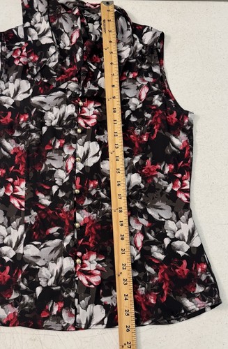 Tahari by ASL Floral Print Sleeveless Tie-neck Blouse Size S. Corpcore Preppy - Picture 9 of 10