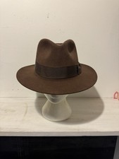 Vintage Indiana Jones Fur Felt Fedora Mens Medium 7 1/4 Brown Licensed USA Made
